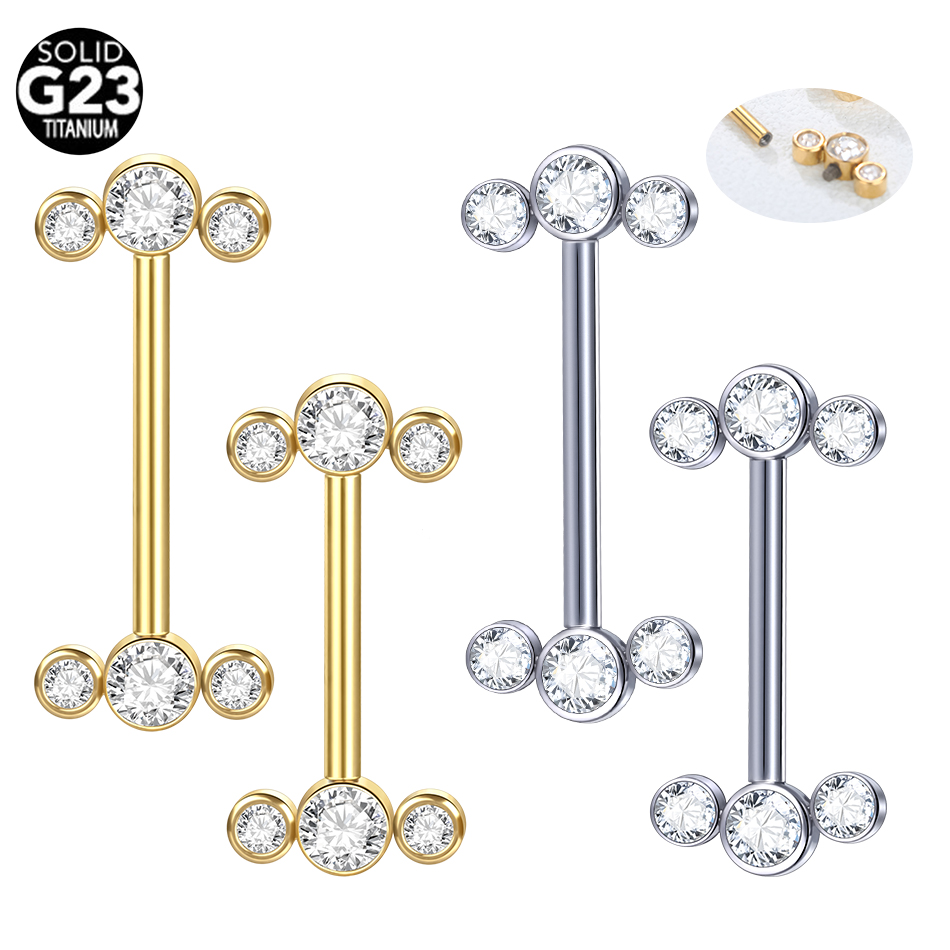 Body Jewelry Nipple Rings - 1/5PCS G23 Titanium PIERC Gold Color