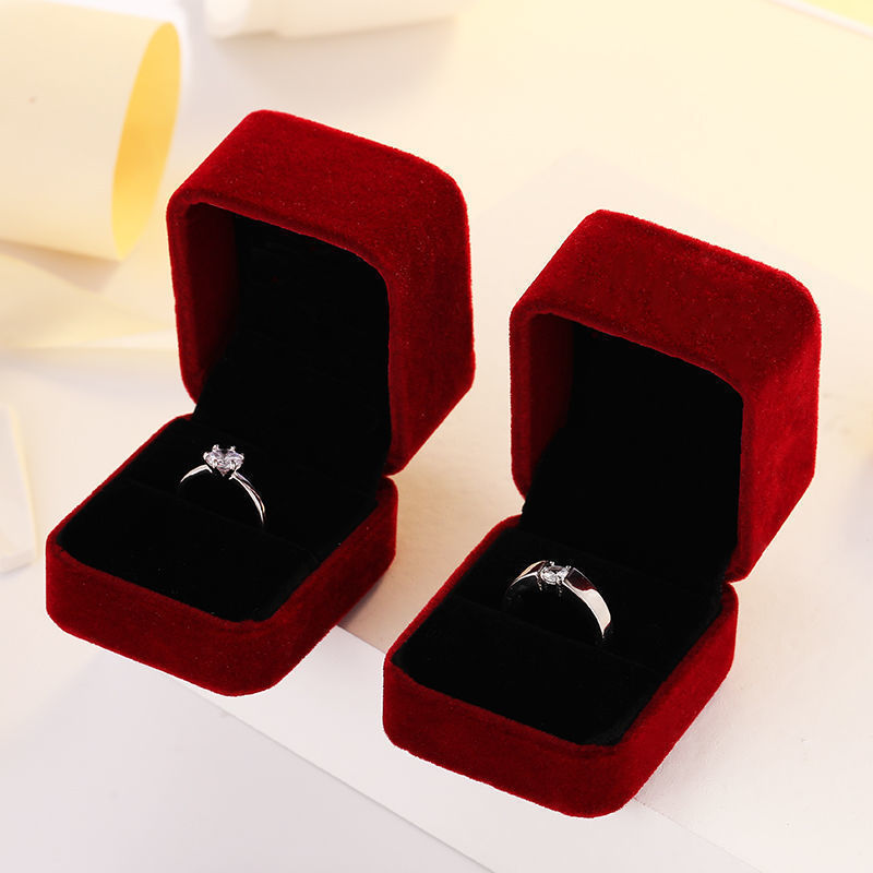 Body Jewelry Display - Square Red Engagement Velvet Earring Ring