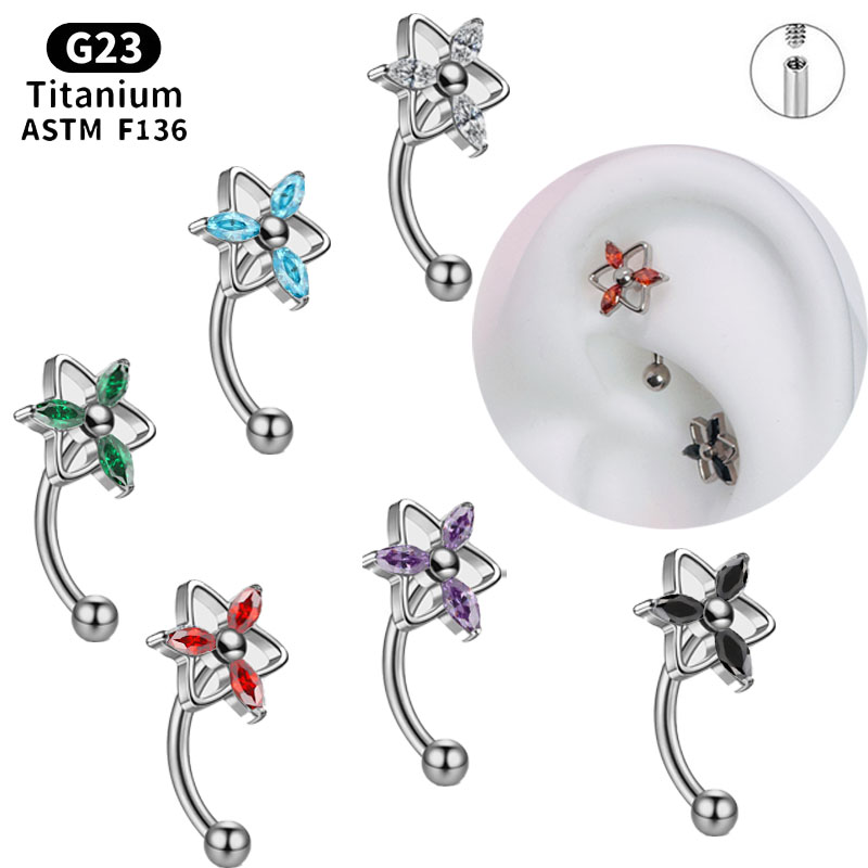 Rook Curved Barbell - NORYAN ASTM F136 Titanium Trinity Geometric
