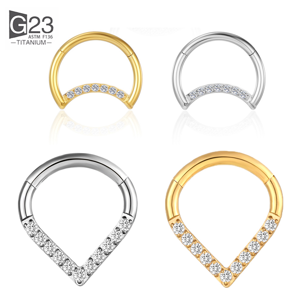 Body Jewelry Labret - F136 Titanium Hinged Tear Drop Segment