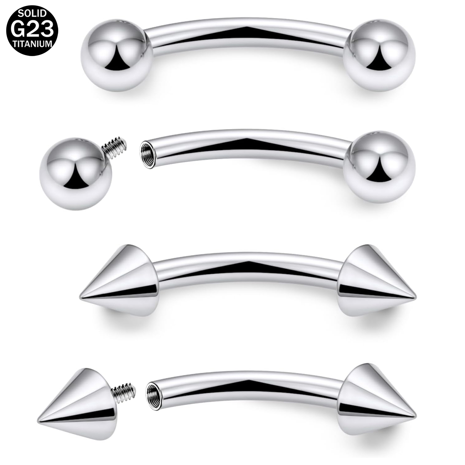 Rook Curved Barbell - 4pcs Set Titanium Curved Barbell 16G