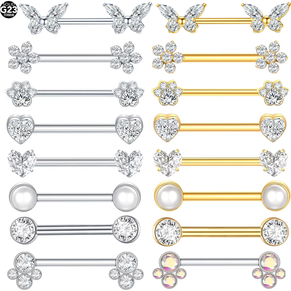 Body Jewelry Nipple Rings - 1Pc G23 Titanium Nipple Ring Straight