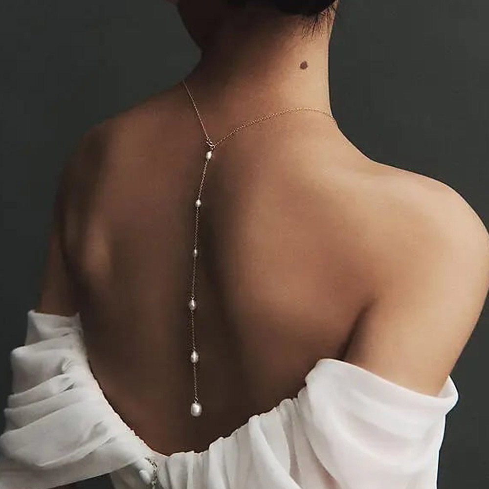Body Jewelry Back - Stonefans Elegant Back Drop Pearl Pendant