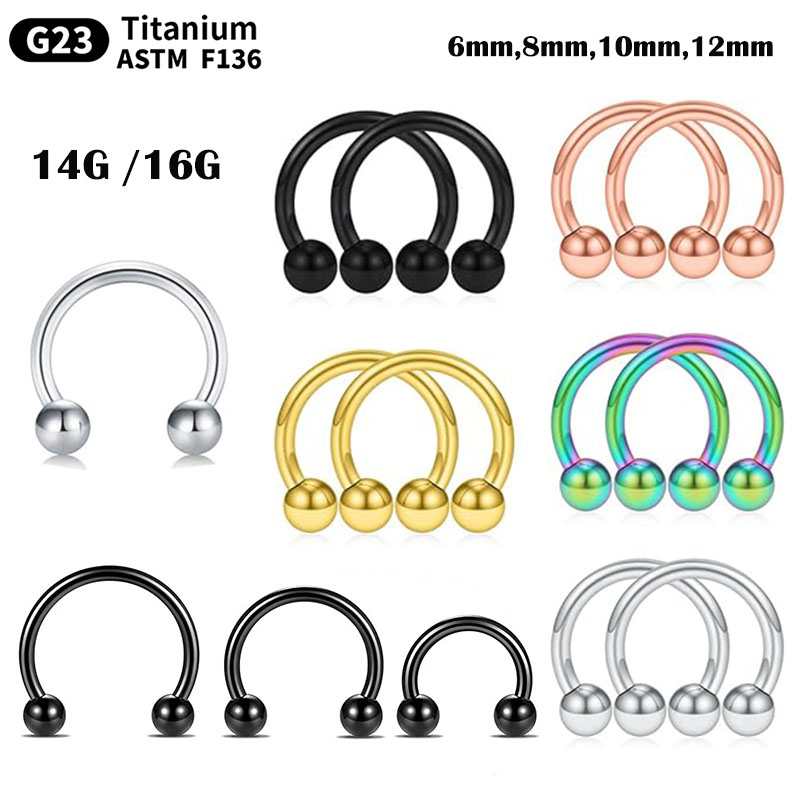 Body Jewelry Nipple Rings - 1/5Pcs Titanium Horseshoe Septum Ring Nose