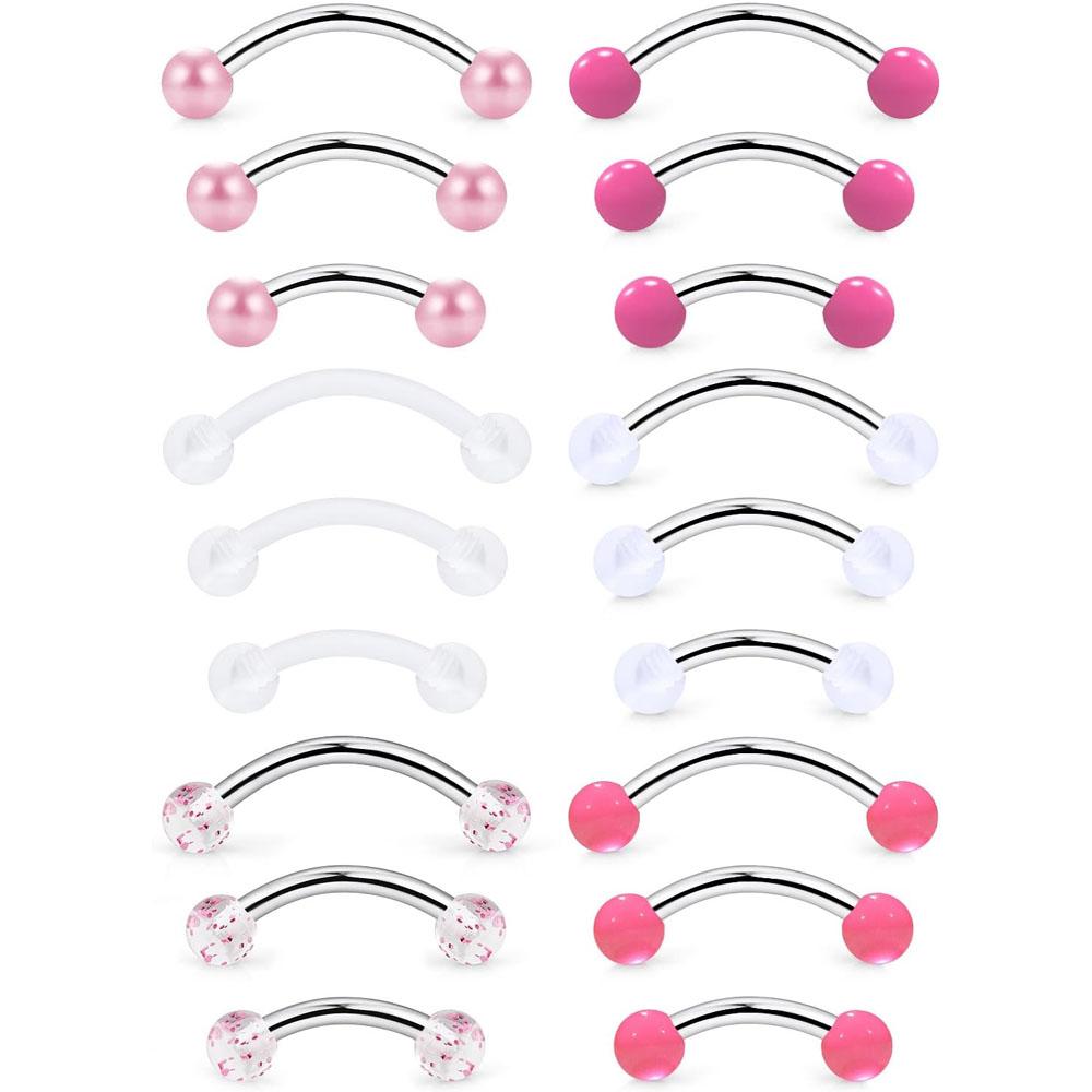 Rook Curved Barbell - 1/18Pcs Set 16G 6/8/10mm Eyebrow Rook