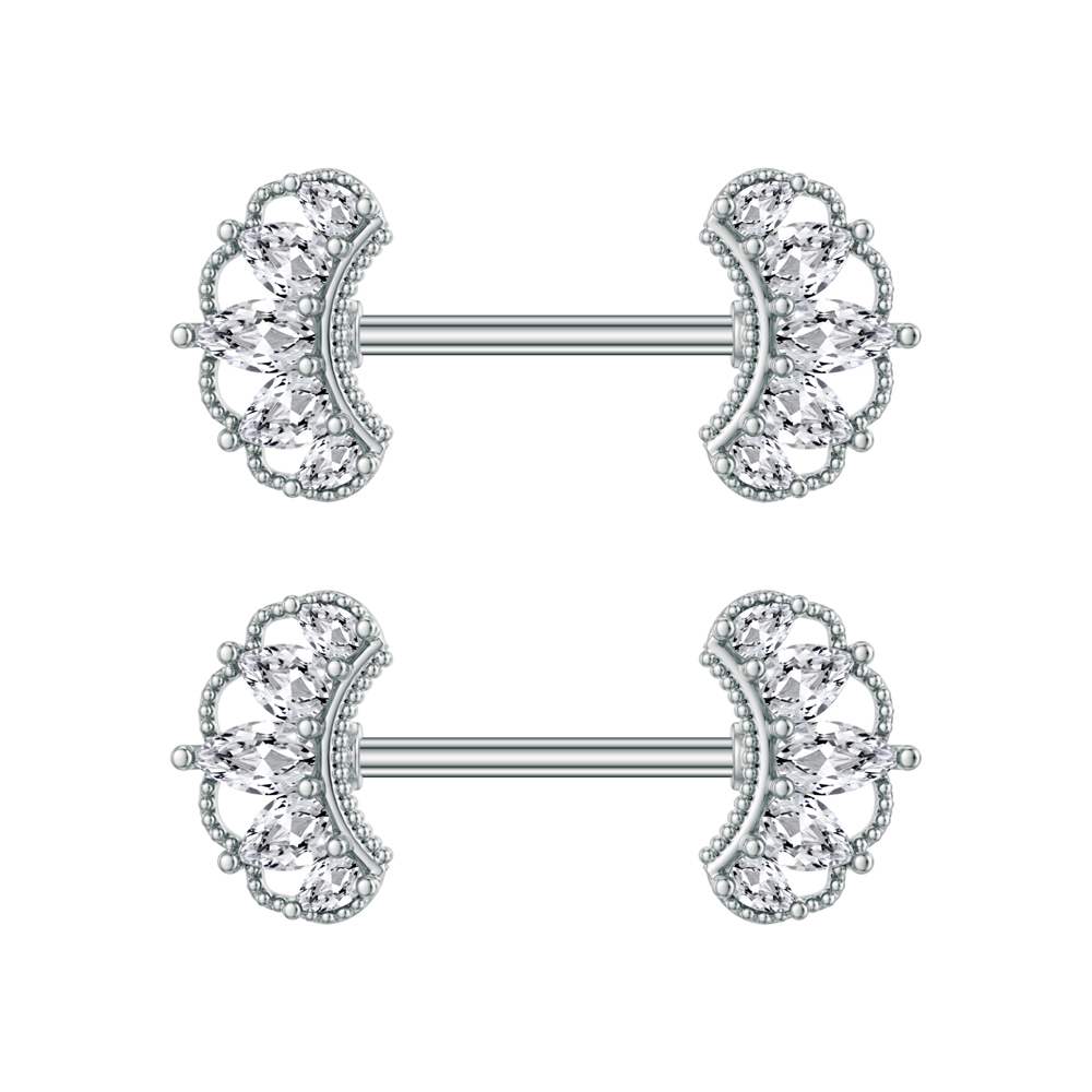 Body Jewelry Nipple Rings - 2pcs Both Sides Screwed Nipple Ring
