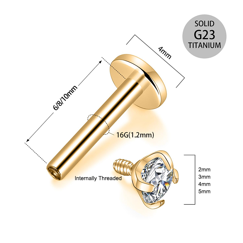 16G Titanium Internally Thread - Body Jewelry Labret recension och pris