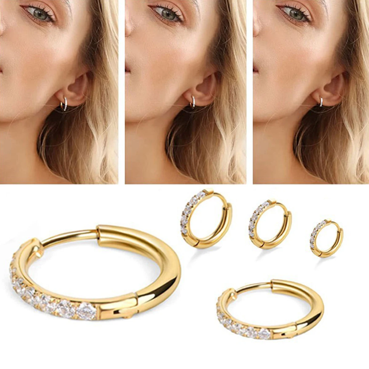 2Pcs Stainless Steel Cz Hoop E - Conch Earring Hoop recension och pris