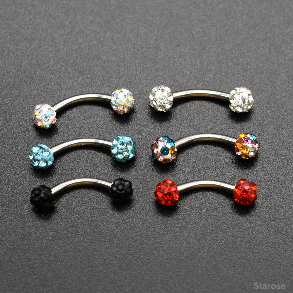 2Pcs 4mm Crystal Ball Curved B - Nipple Bar Curved recension och pris