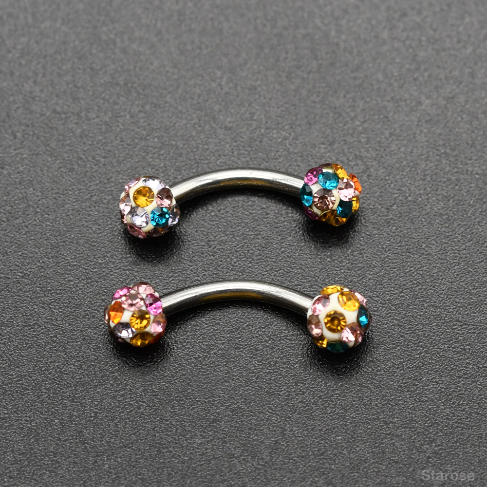 2Pcs 4mm Crystal Ball Curved B - Nipple Bar Curved recension och pris