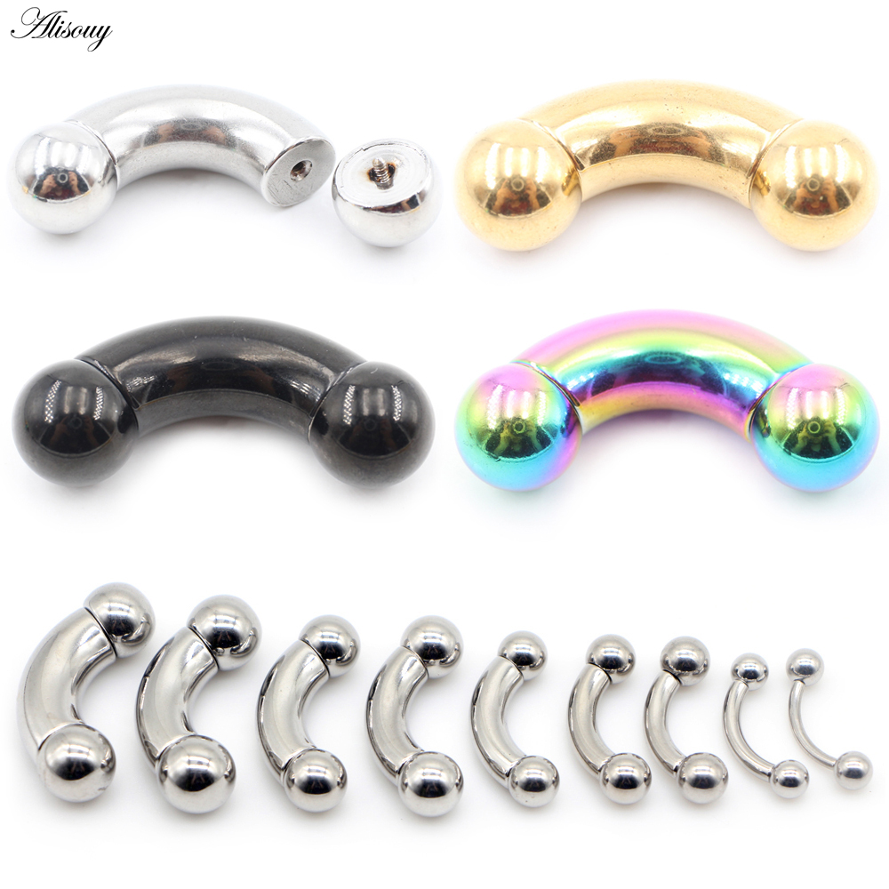 Alisouy 1pc Stainless Steel Bi - Nipple Bar Curved recension och pris