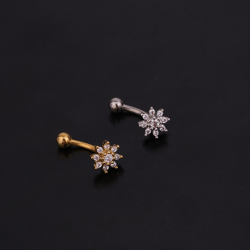 1PC Flower Crown CZ Eyebrow Ri - Rook Curved Barbell recension och pris