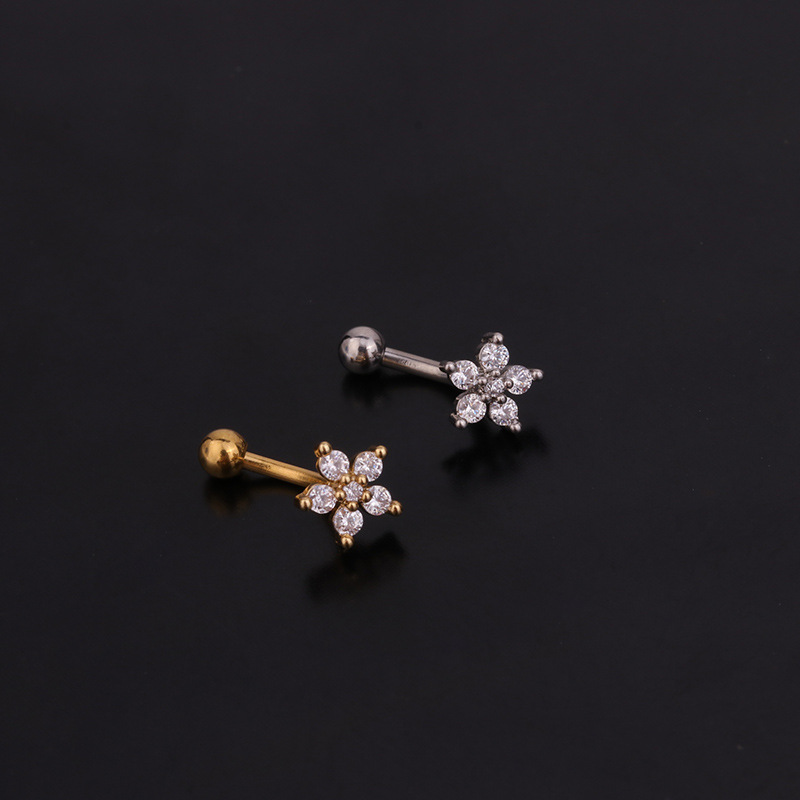 1PC Flower Crown CZ Eyebrow Ri - Rook Curved Barbell recension och pris