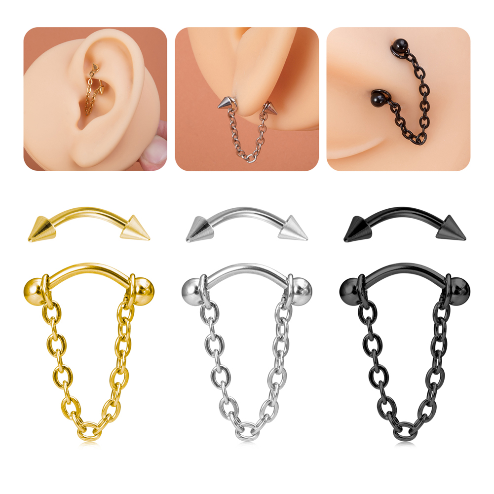 1pc Zircon Ball Cone Eyebrow P - Rook Curved Barbell recension och pris
