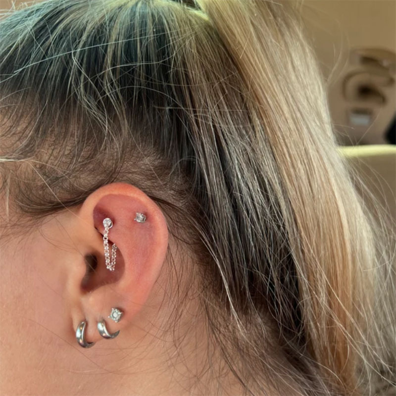 1pc Zircon Ball Cone Eyebrow P - Rook Curved Barbell recension och pris