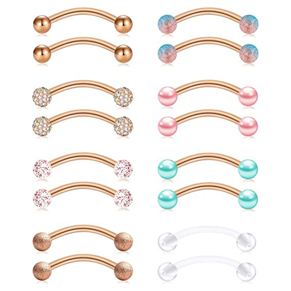 16G Stainless Steel Long Nippl - Nipple Bar Curved recension och pris