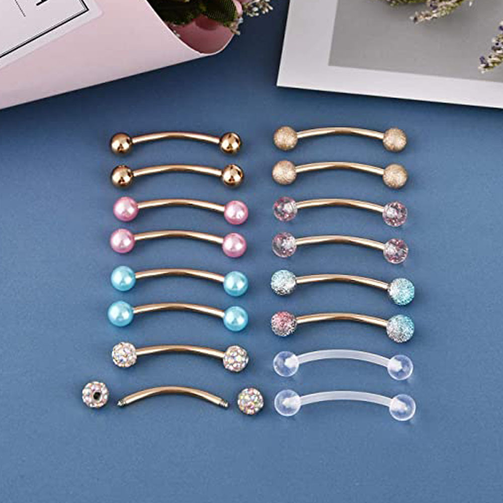 16G Stainless Steel Long Nippl - Nipple Bar Curved recension och pris
