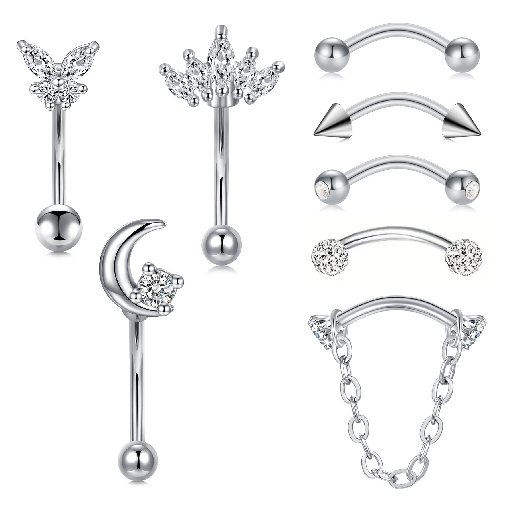 8PCS/Set 16G Eyebrow Rings for - Rook Curved Barbell recension och pris