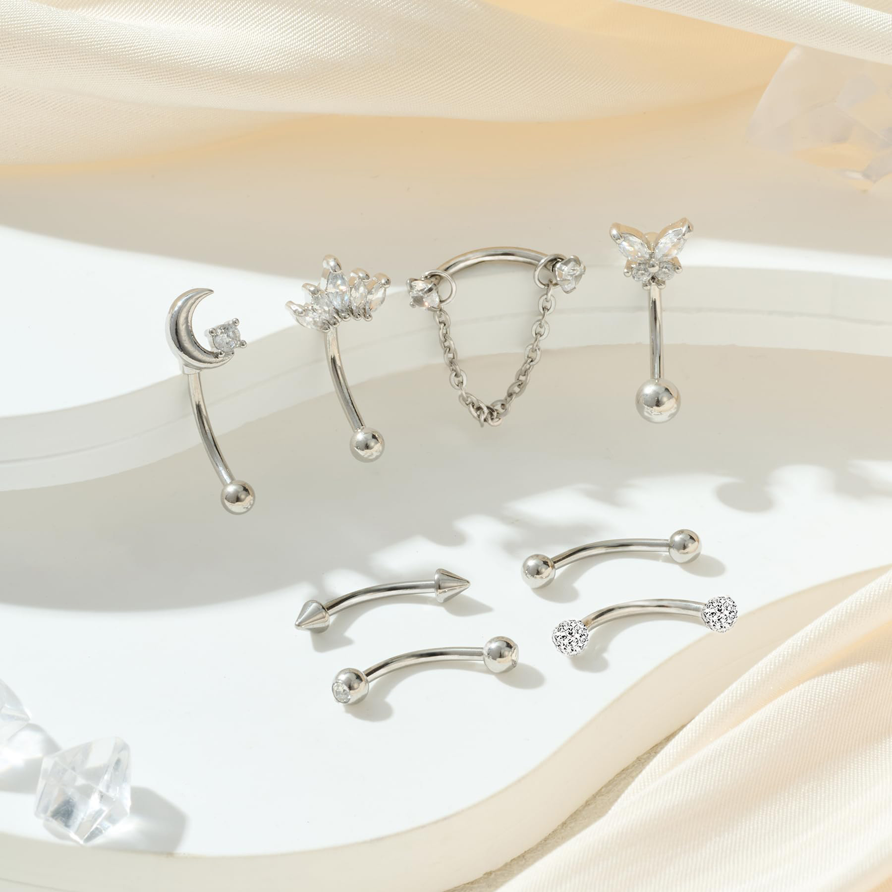 8PCS/Set 16G Eyebrow Rings for - Rook Curved Barbell recension och pris