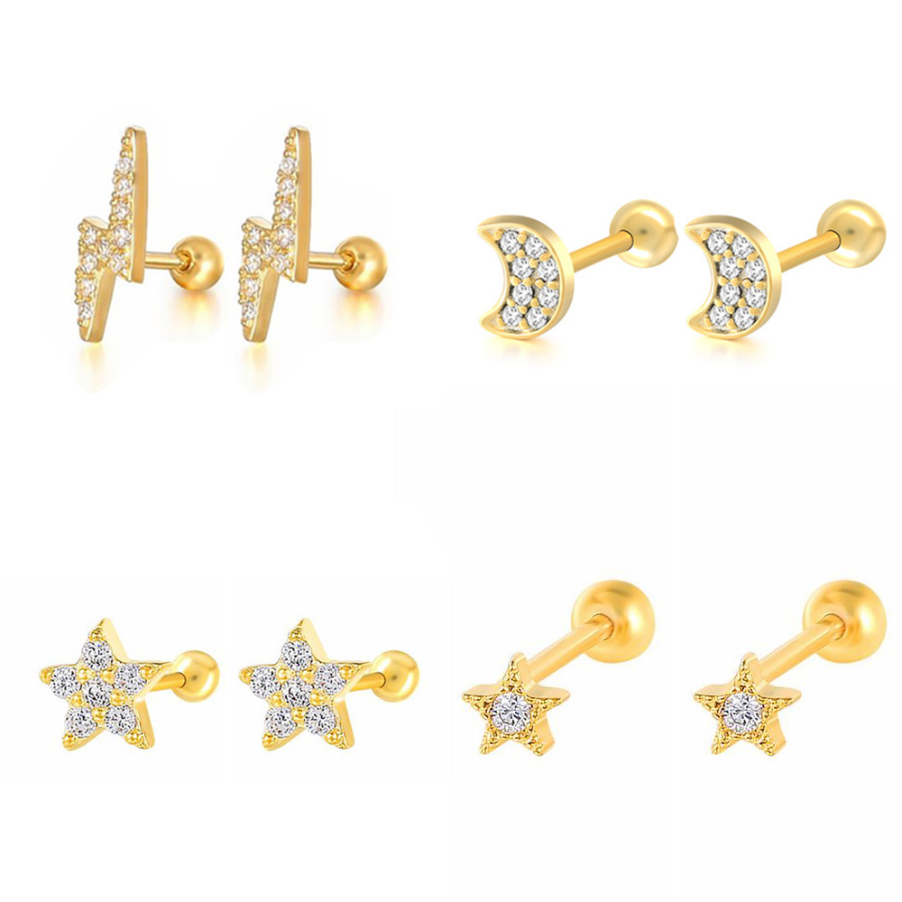 1PC Star Moon Lightning Zircon - Body Jewelry Labret recension och pris