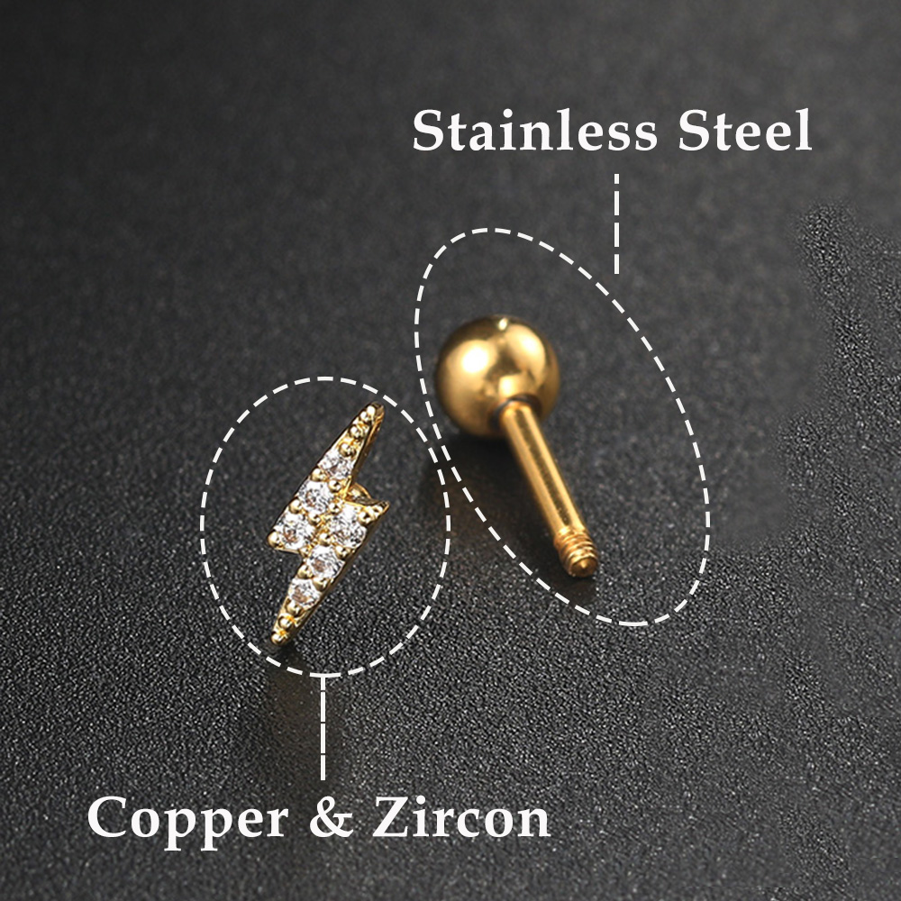 1PC Star Moon Lightning Zircon - Body Jewelry Labret recension och pris