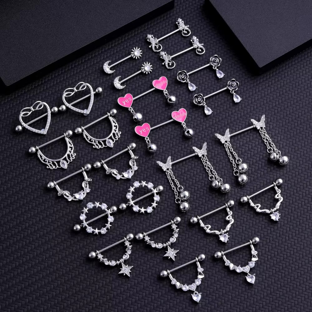 2pcs Mixed-style Lettering Flo - Body Jewelry Nipple Rings recension och pris