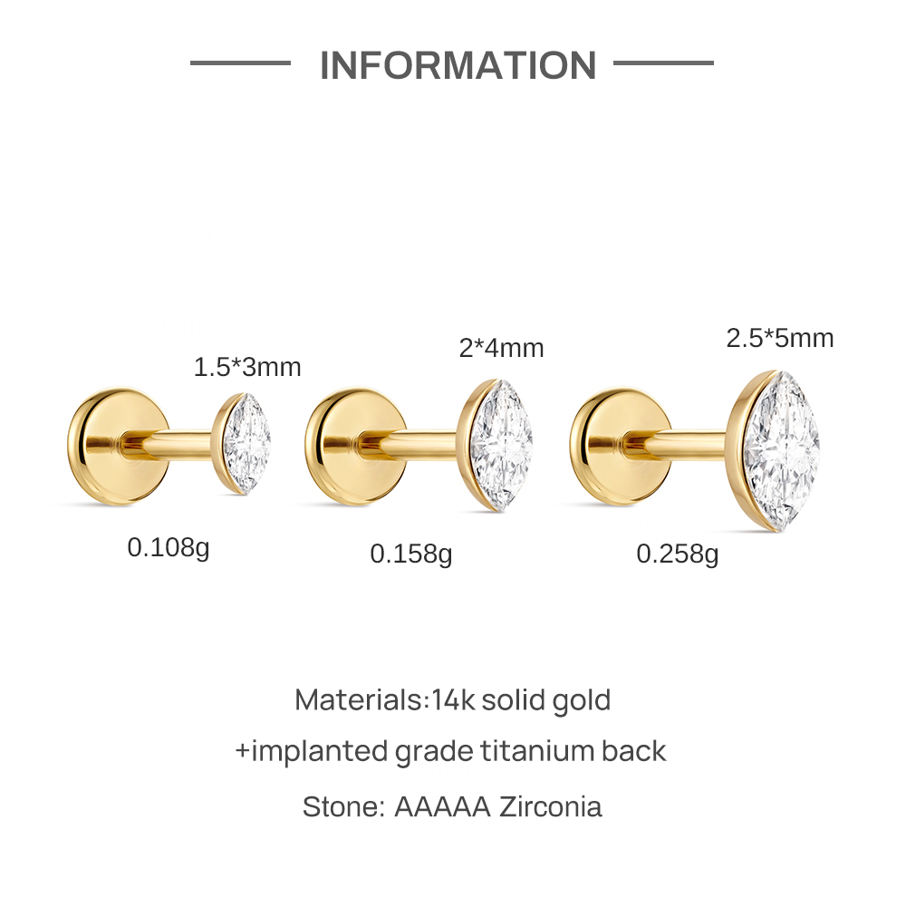 CANNER 1PC 14K Solid Gold Deli - Body Jewelry Titanium recension och pris