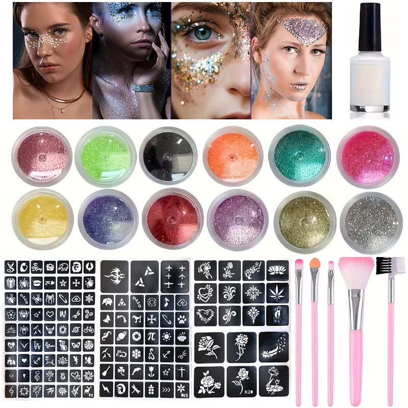 12 Colors of Glitter DIY Flash - Body Jewelry Glue recension och pris