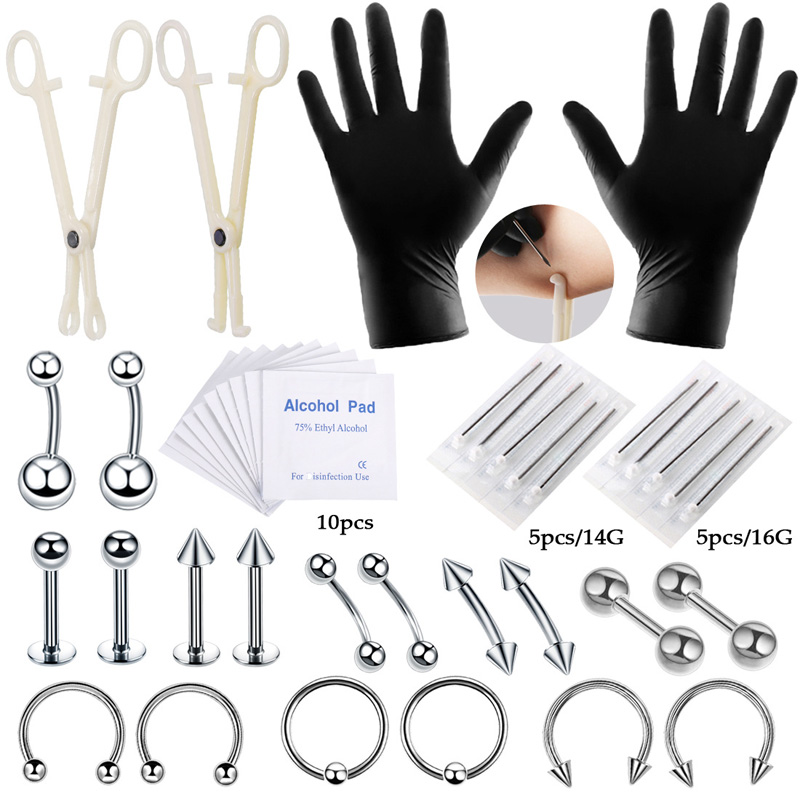 42pcs/set Body Piercing Tool K - Body Jewelry Nipple Rings recension och pris