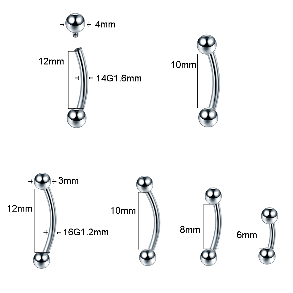 10Pcs/lot G23 Titanium Eyebrow - Rook Curved Barbell recension och pris