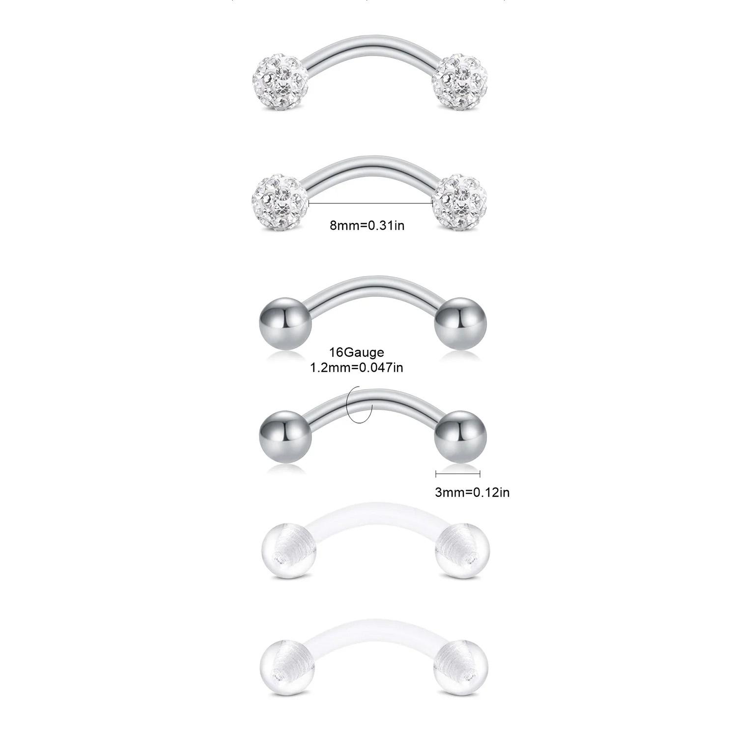 6pcs/Set Elegant Cute 16G Curv - Rook Curved Barbell recension och pris