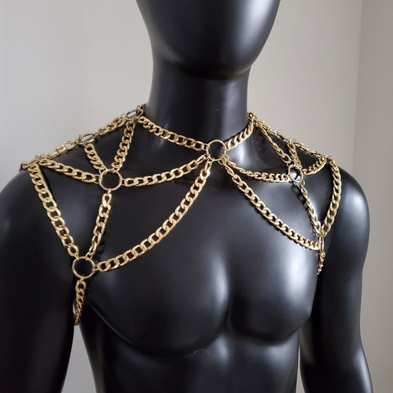 Punk Men Shoulder Body Chain B - Body Jewelry Back recension och pris