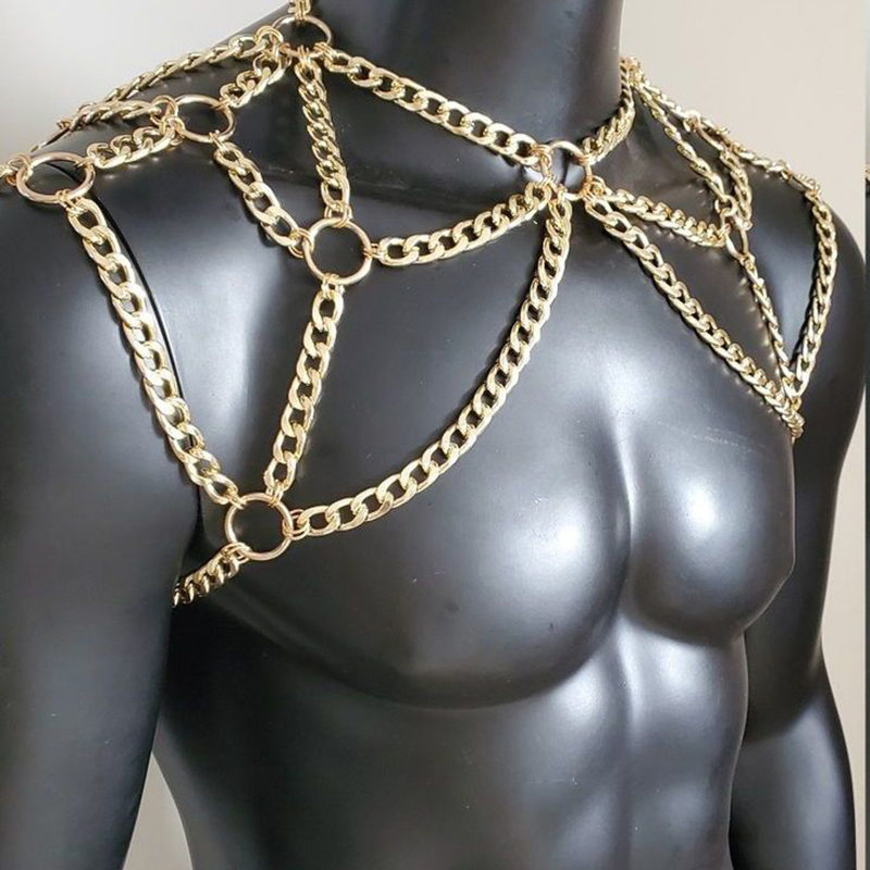 Punk Men Shoulder Body Chain B - Body Jewelry Back recension och pris