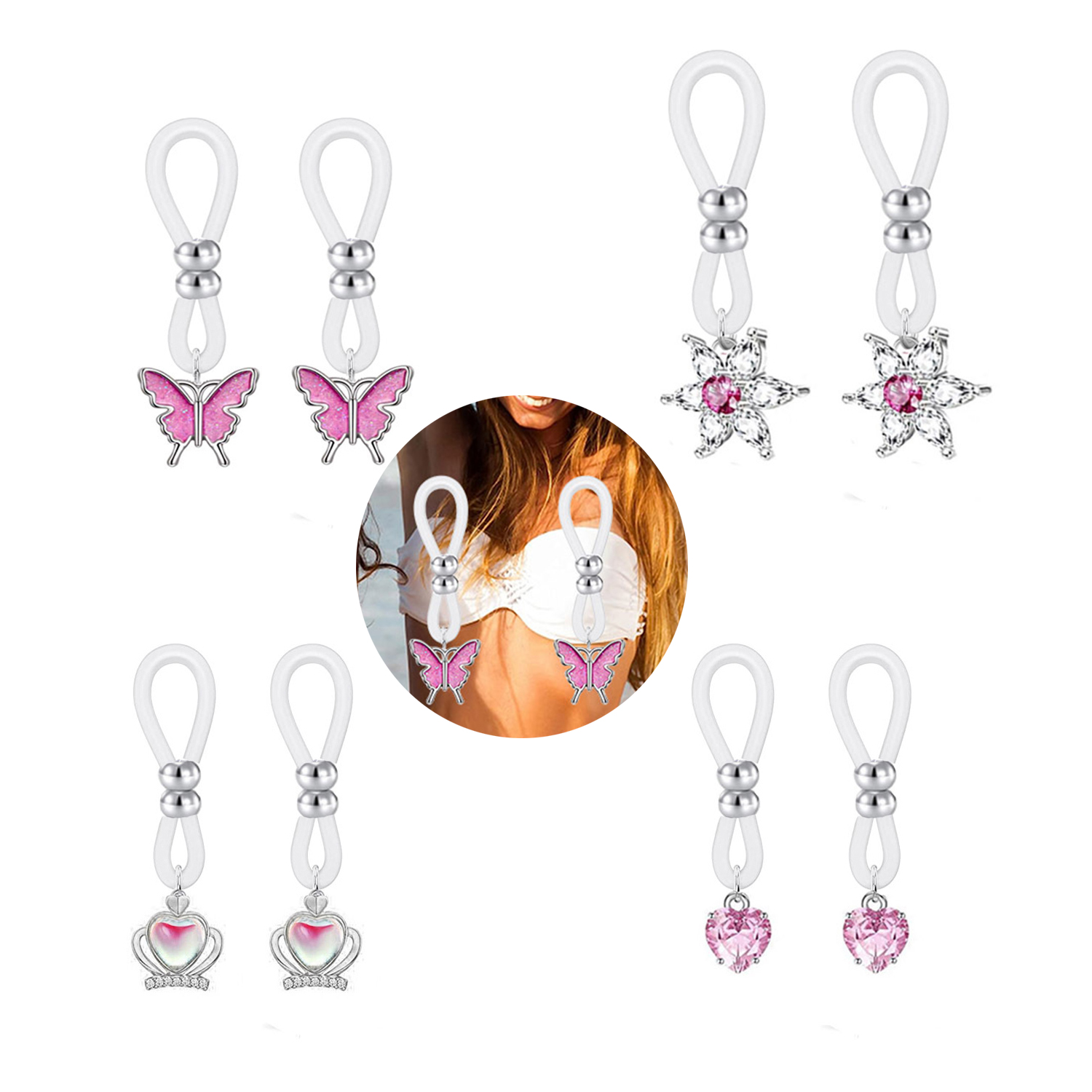 Alloy Silicone Butterfly Heart - Body Jewelry Nipple Rings recension och pris