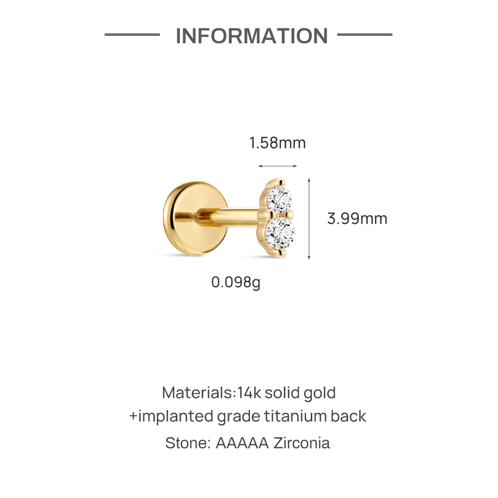 CANNER 1PC 14K Solid Gold Doub - Body Jewelry Titanium recension och pris