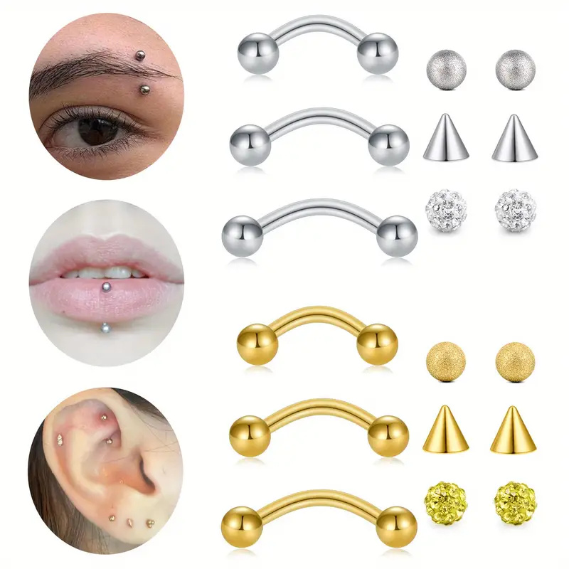 3pcs 16G Stainless Steel Curve - Rook Curved Barbell recension och pris