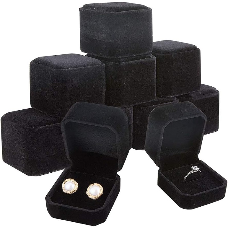 10 Pack Velvet Ring Box Earrin - Body Jewelry Display recension och pris