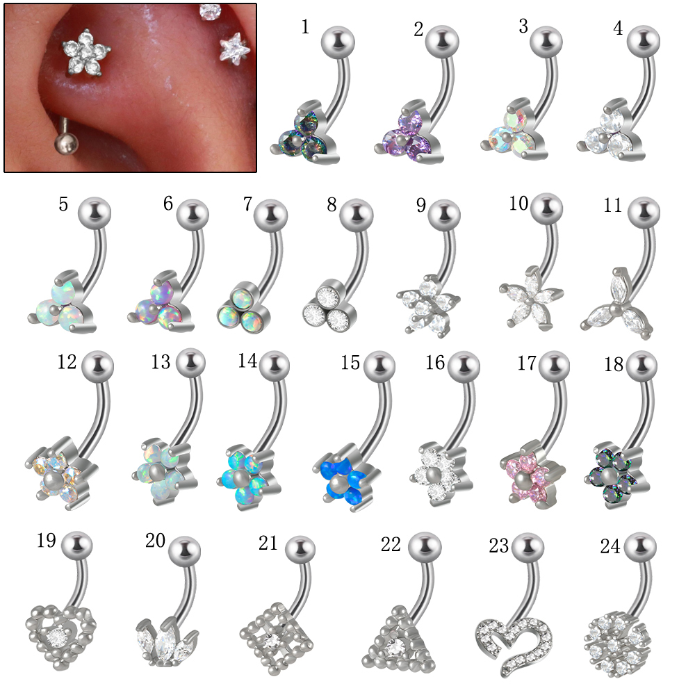 1PC G23 TItanium 16G Crystal F - Rook Curved Barbell recension och pris