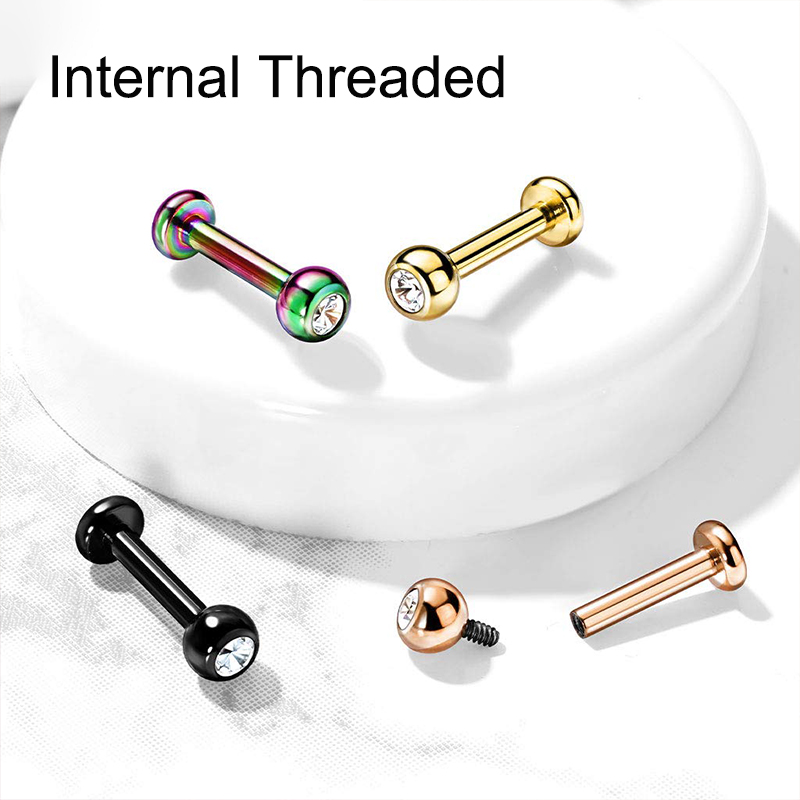 16G Surgical Steel Ball Top CZ - Body Jewelry Labret recension och pris