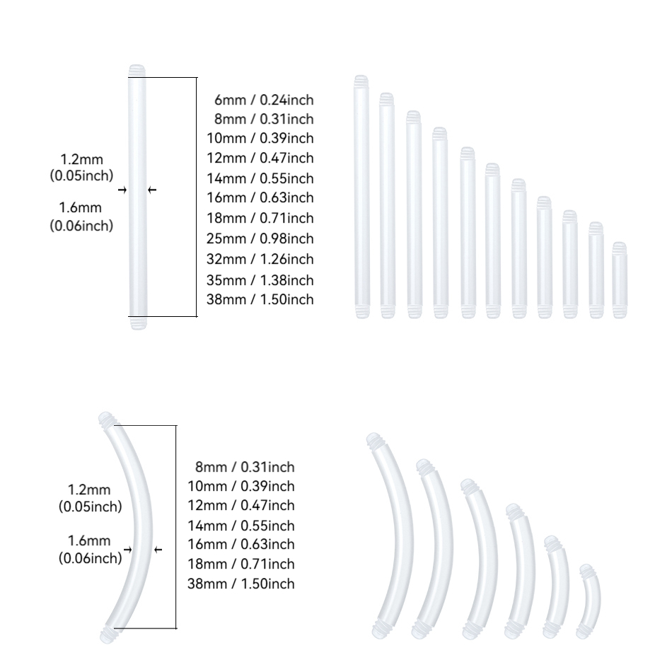 50Pcs/lot 14G Straight Bar Par - Nipple Bar Curved recension och pris