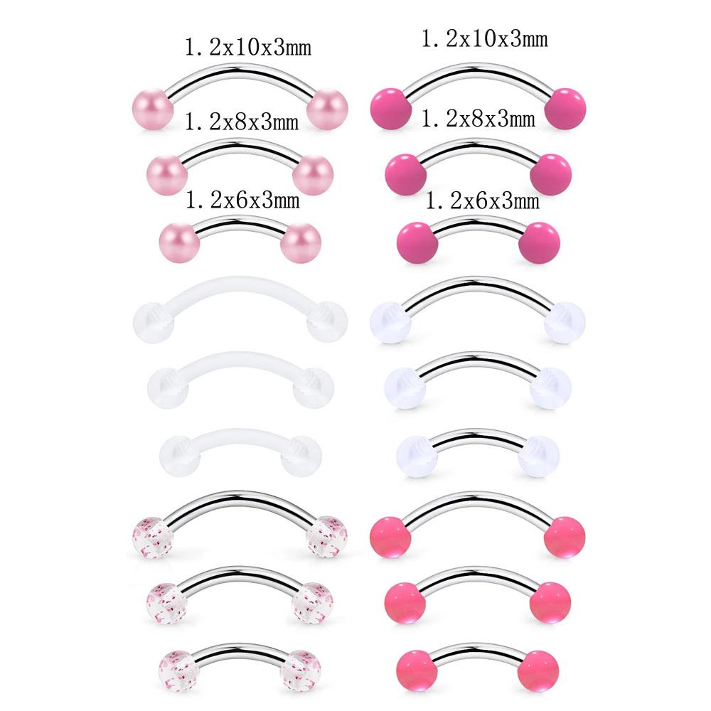 1/18Pcs Set 16G 6/8/10mm Eyebr - Rook Curved Barbell recension och pris