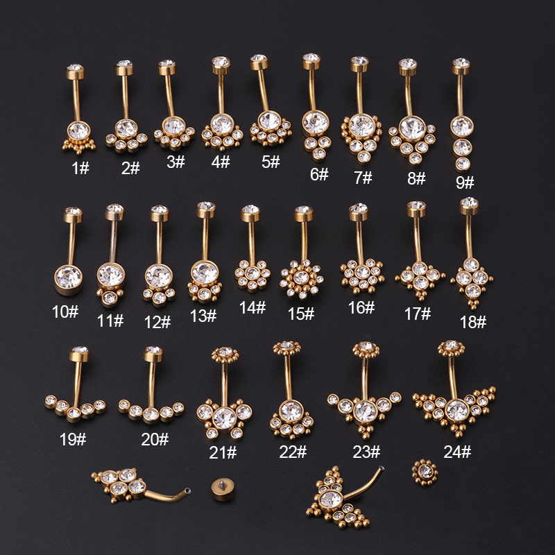 Zircon Golden Belly Button Rin - Body Jewelry Titanium recension och pris