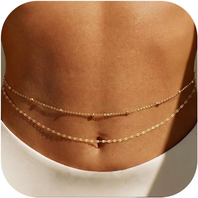 14K Gold Plated Waist Chain Wo - Body Jewelry Women recension och pris