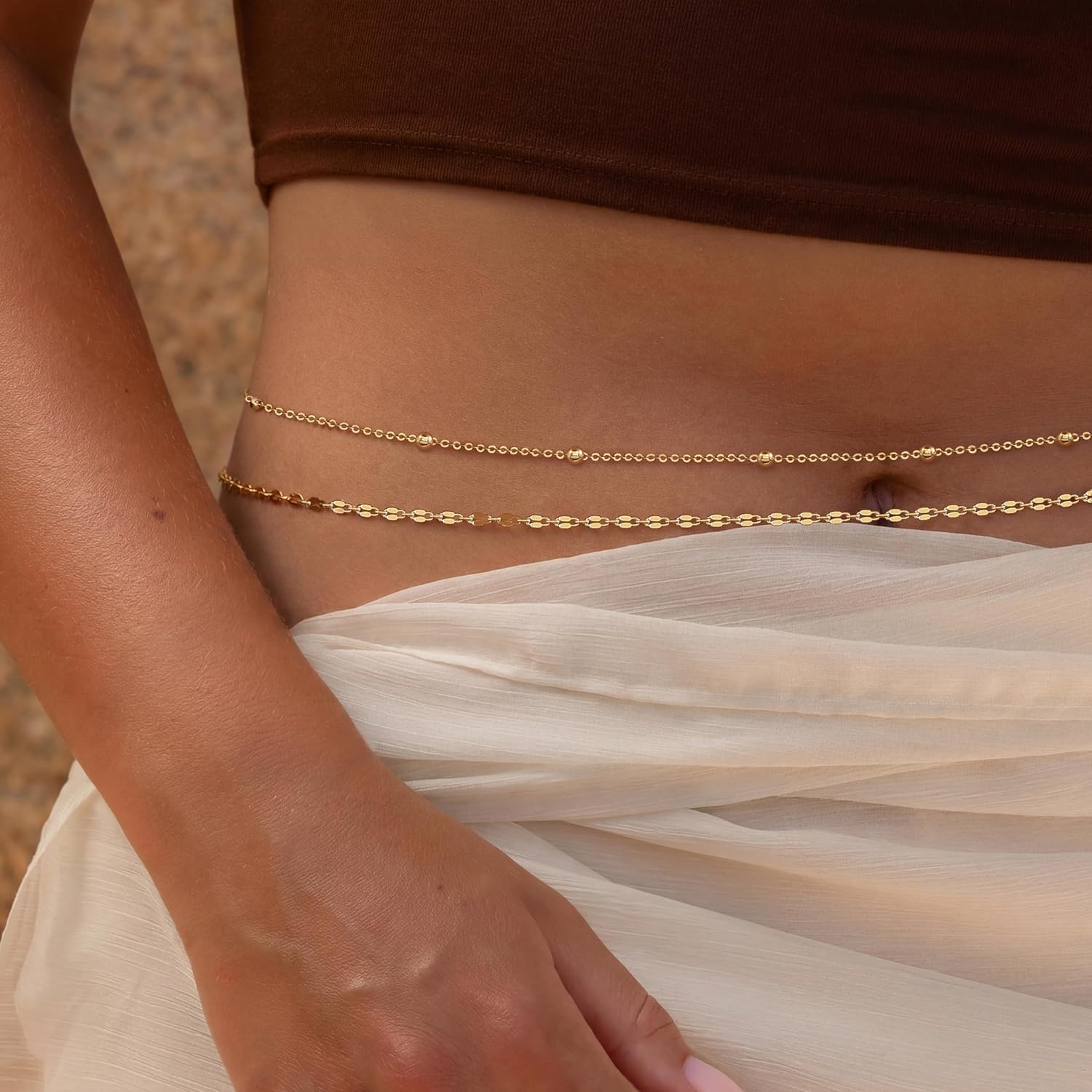 14K Gold Plated Waist Chain Wo - Body Jewelry Women recension och pris