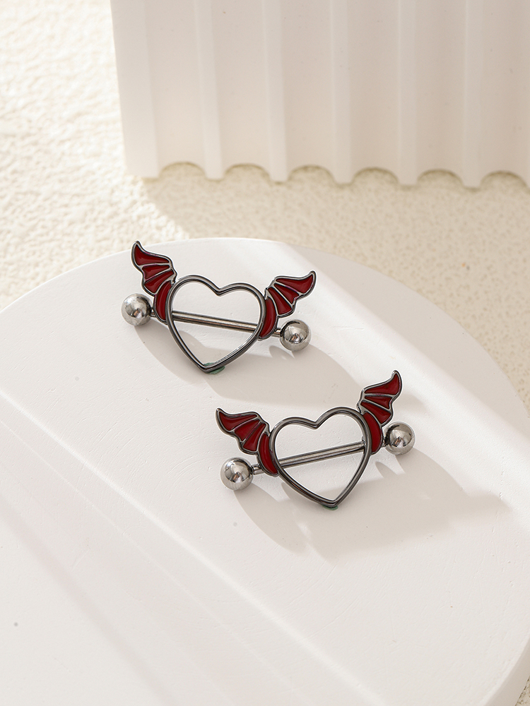 KUNIU2pcs Punk Dark Heart Wing - Body Jewelry Nipple Rings recension och pris