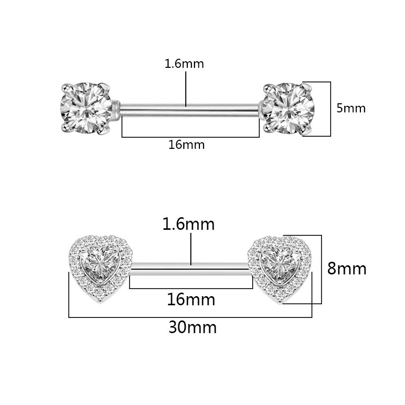 2Pcs Fashion High Quality Zirc - Body Jewelry Nipple Rings recension och pris